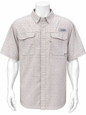 Habit White Orange Plaid Blue Vented Button Up Short Sleeve Fishing Shirt 2XL